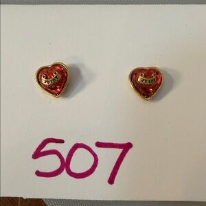 Juicy Couture Red and Gold Heart Earrings 507